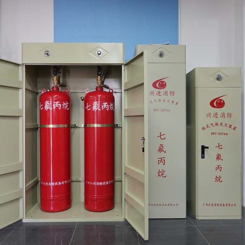 FM200 Gas Fire Extinguisher With Double Red Cylinders Alarm System For Fire Detection